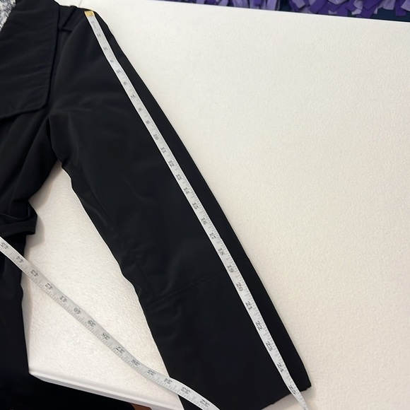 Guess Trench Coat Black Double Breasted Belted Polyester EUC S claz L - Picture 10 of 15